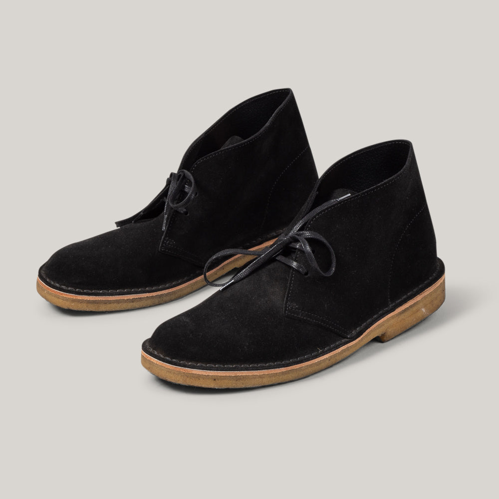 USED CLARKS SUEDE DESERT BOOT - BLACK