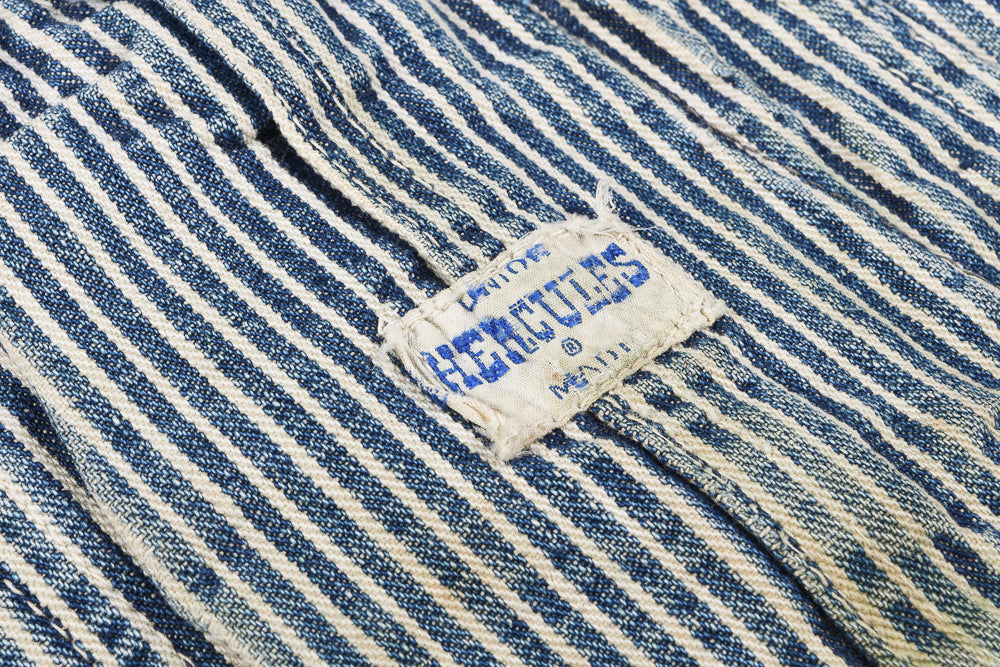 USED SEARS HERCULES UNION MADE CARPENTER STRIPED OVERALLS