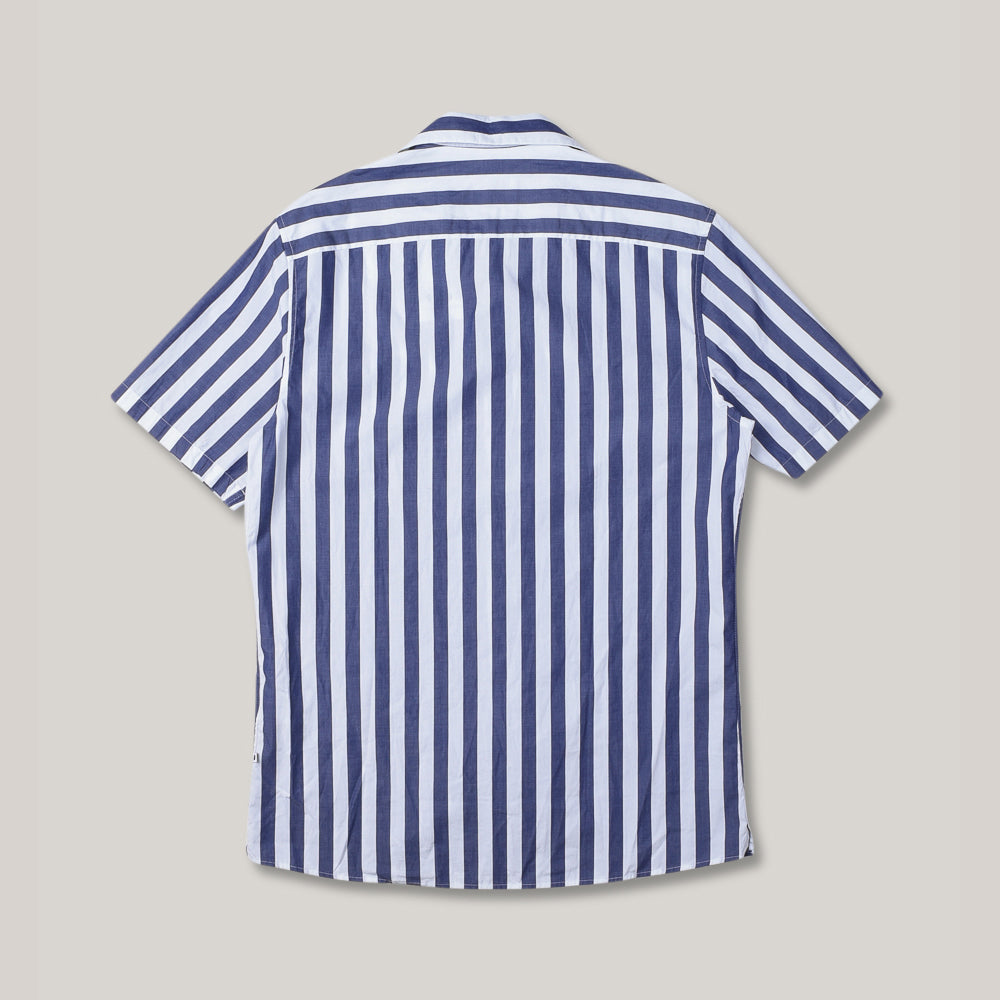 USED NN07 MIYAGI SHORT SLEEVED SHIRT SHIRT - BLUE STRIPE