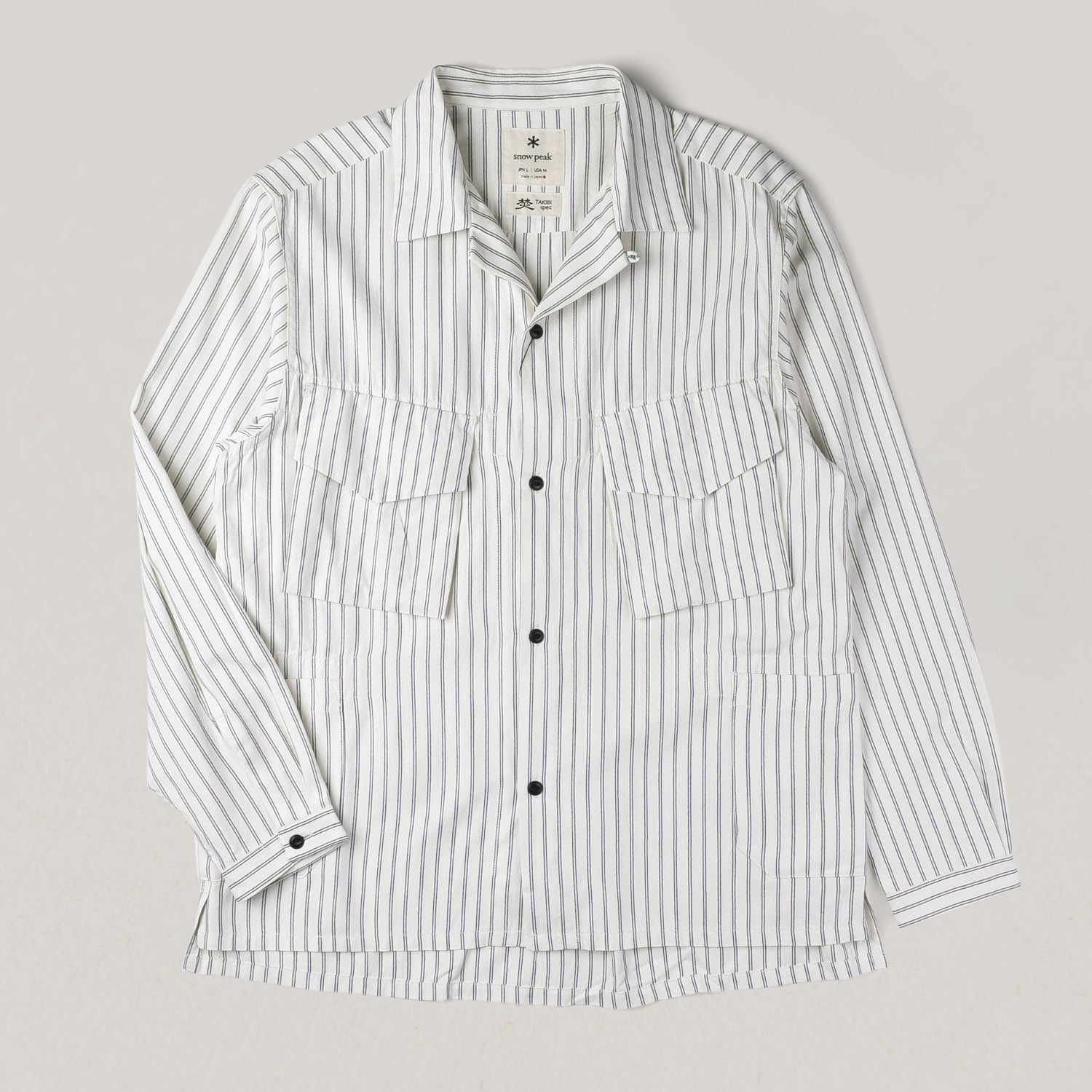 USED SNOW PEAK TAKIBI SHIRT - ECRU/ NAVY