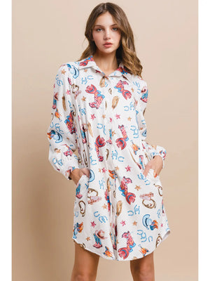 Rodeo Boots Button Down Warm Shirt - JUST A LITTLE WESTERN