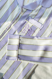 Purple & White Stripes Silky Satin Pajamas Set