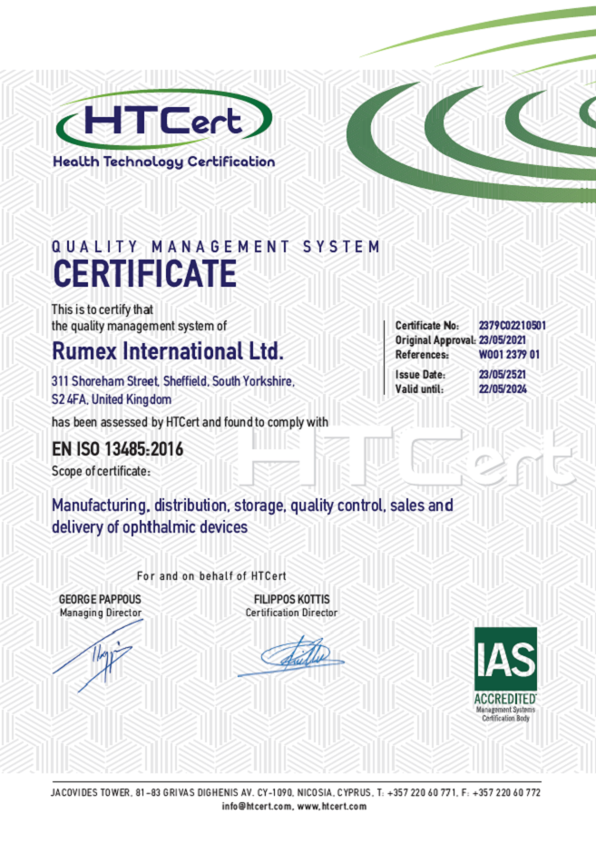 ISO 13486:2016 UK certificate for Rumex