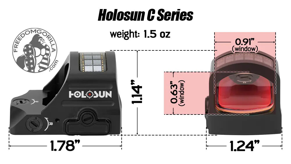 Holosun 407C X2 Dimensions, Size, Weight