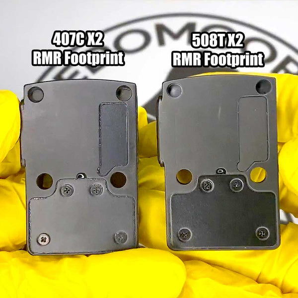 Holosun 407C X2 vs 508T X2 Footprint Comparison