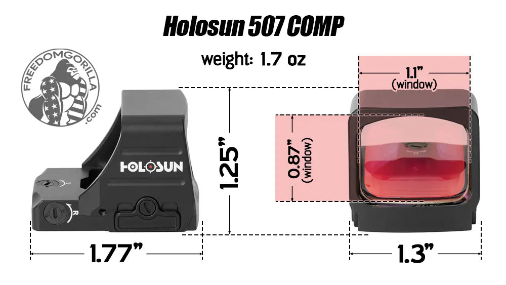 Holosun 507 Comp Dimensions, Size, Weight