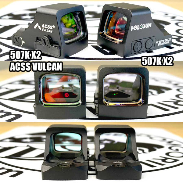 Holosun 507K X2 ACSS Vulcan vs 507K X2 Size & Window Size Comparison