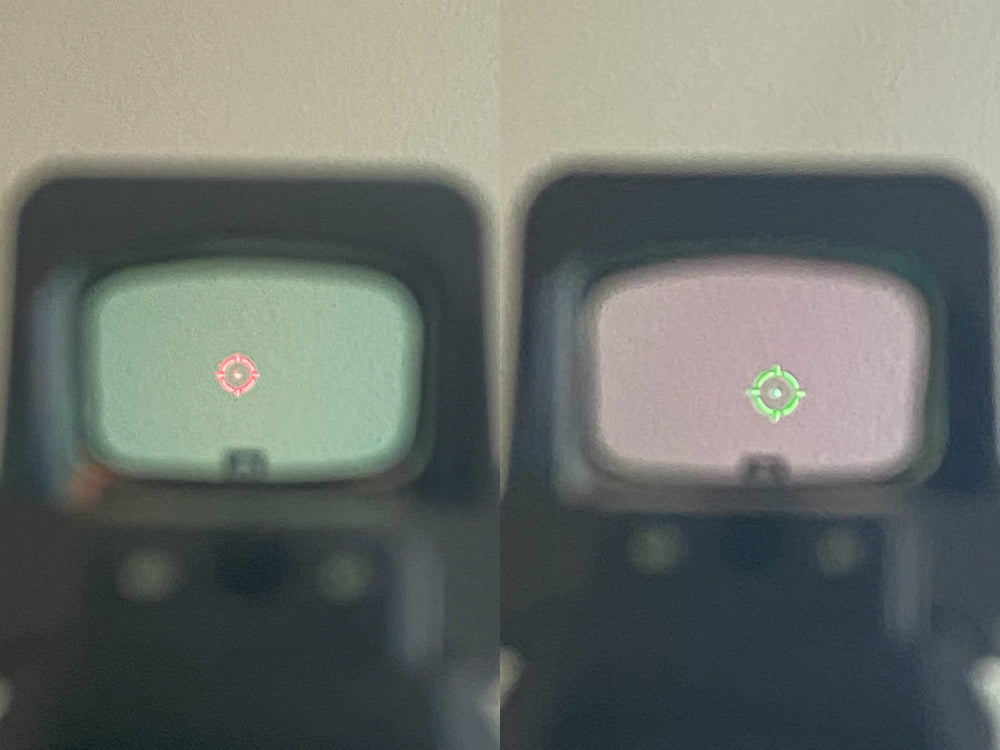 Holosun 508T X2 MRS Reticle - side by side - red dot and green dot