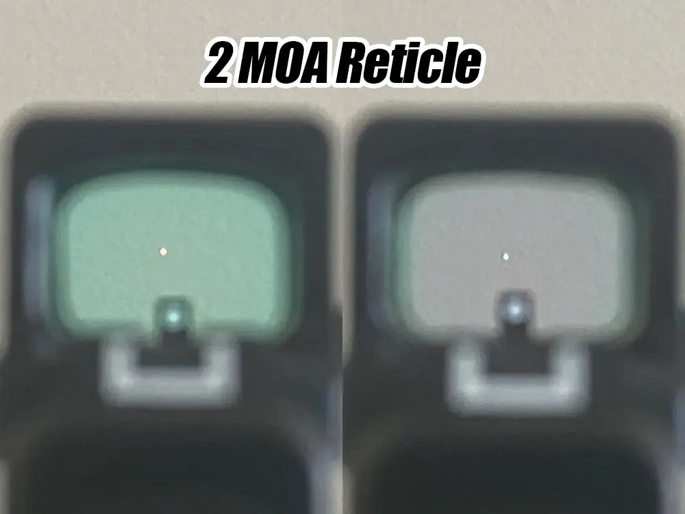 Holosun EPS Carry 2 MOA Reticle Side by Side, Red vs Green