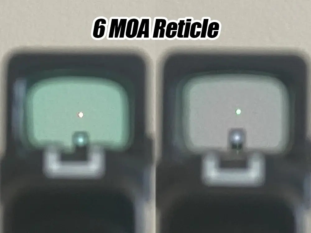 Holosun EPS Carry 6 MOA Reticle Side by Side, Red vs Green