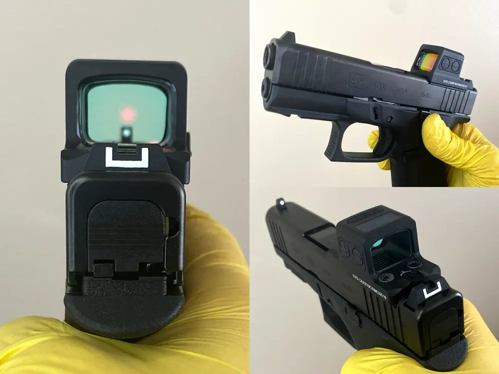 Holosun EPS Carry Mounted on Glock 43X, side, Co-Witness