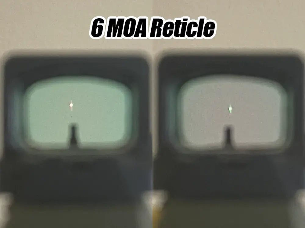 Holosun EPS Full Size 6 MOA Reticle Side by Side, Red vs Green