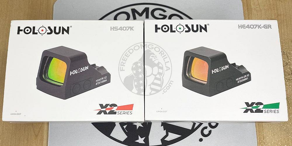 Holosun 407K X2 Red & Green Boxes