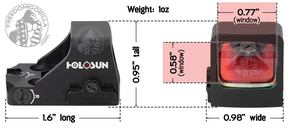 Holosun 507K ACSS Vulcan Dimensions, Size, Weight