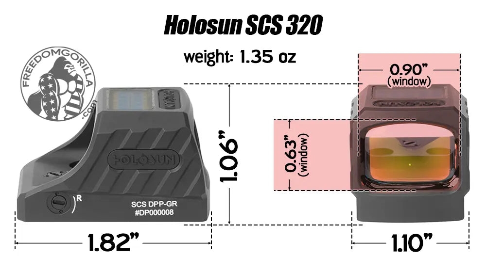 Holosun SCS 320 Dimensions, Size, Weight