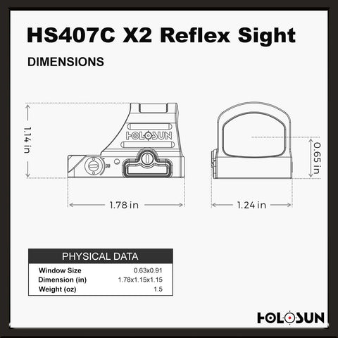 Holosun 407C X2 Footprint & Dimensions