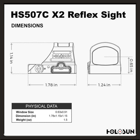 Holosun 507C X2 Footprint & Dimensions