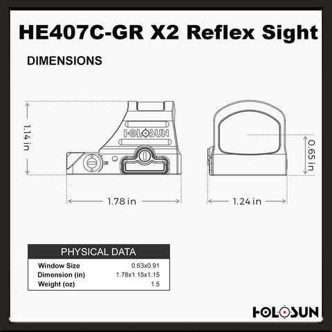 Holosun 407C GR X2 Footprint & Dimensions