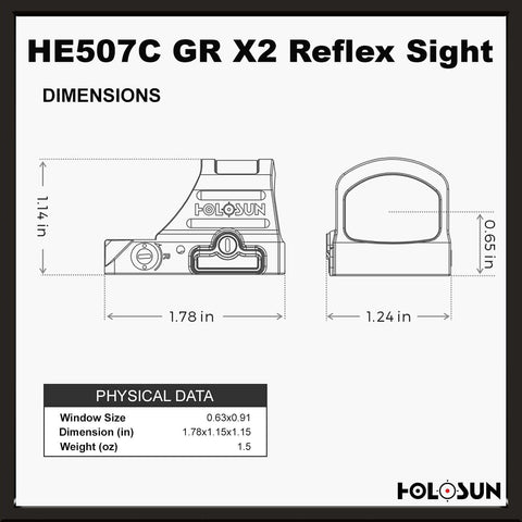 Holosun 507C GR X2 Footprint & Dimensions