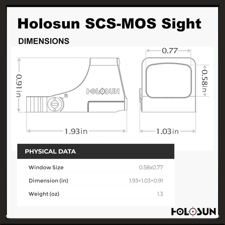 Holosun SCS MOS Footprint & Dimensions