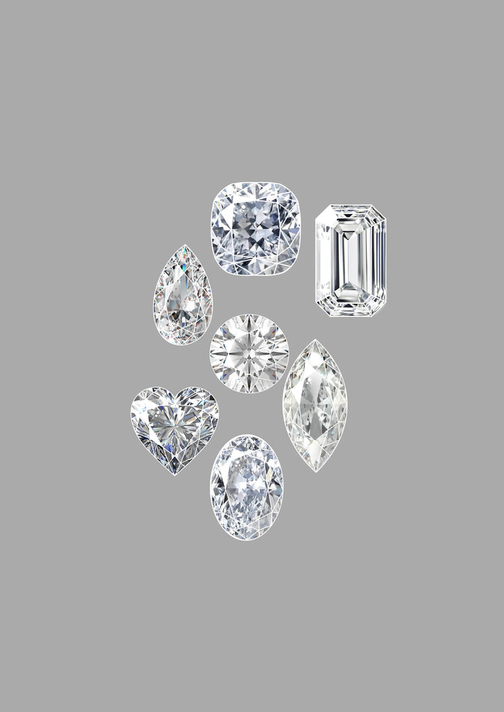 Top facet of diamonds in various shapes