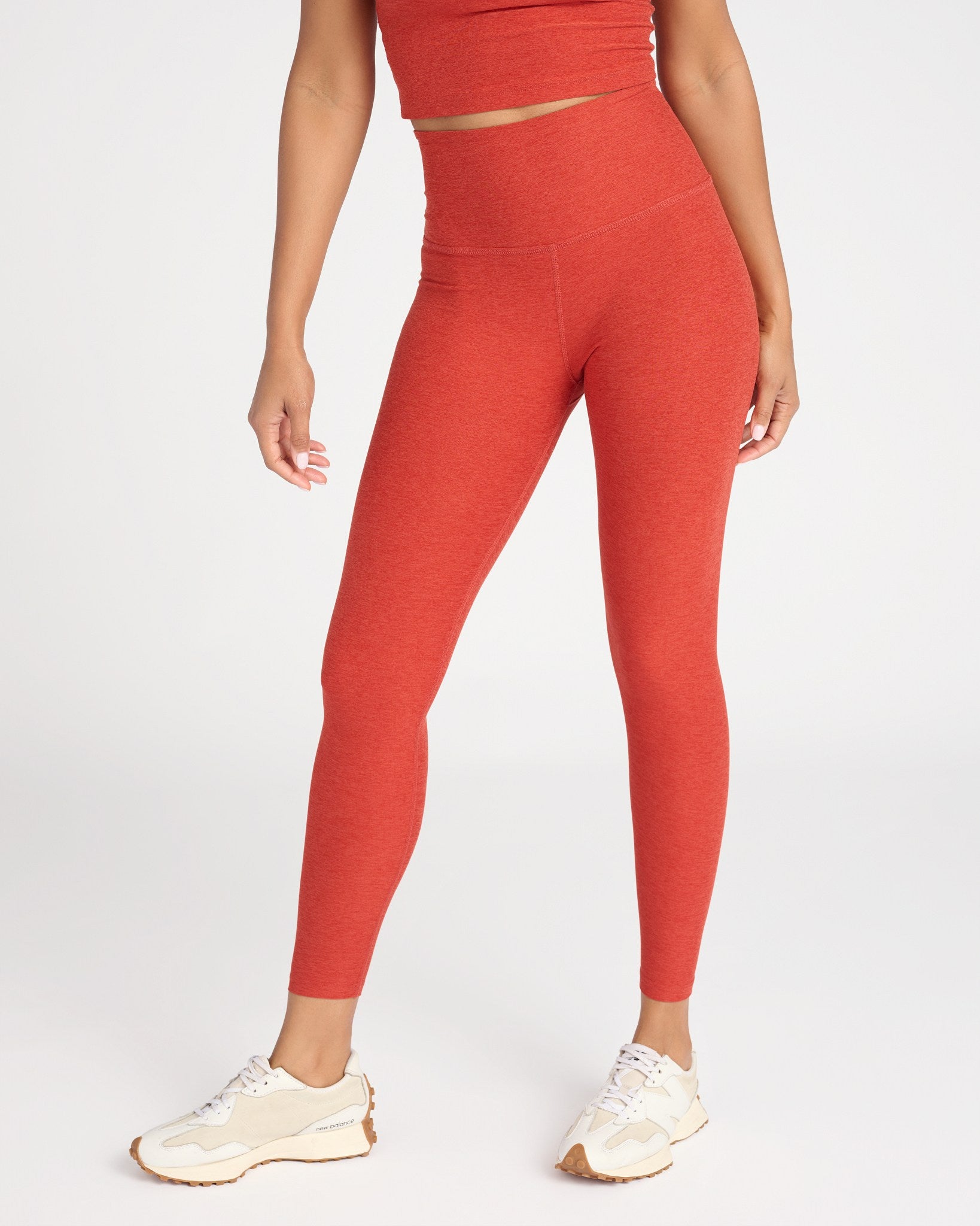 Beyond Yoga Spacedye Caught In The Midi High Waisted Legging in Red Sand  Heather, Red. Size XS (also in ).