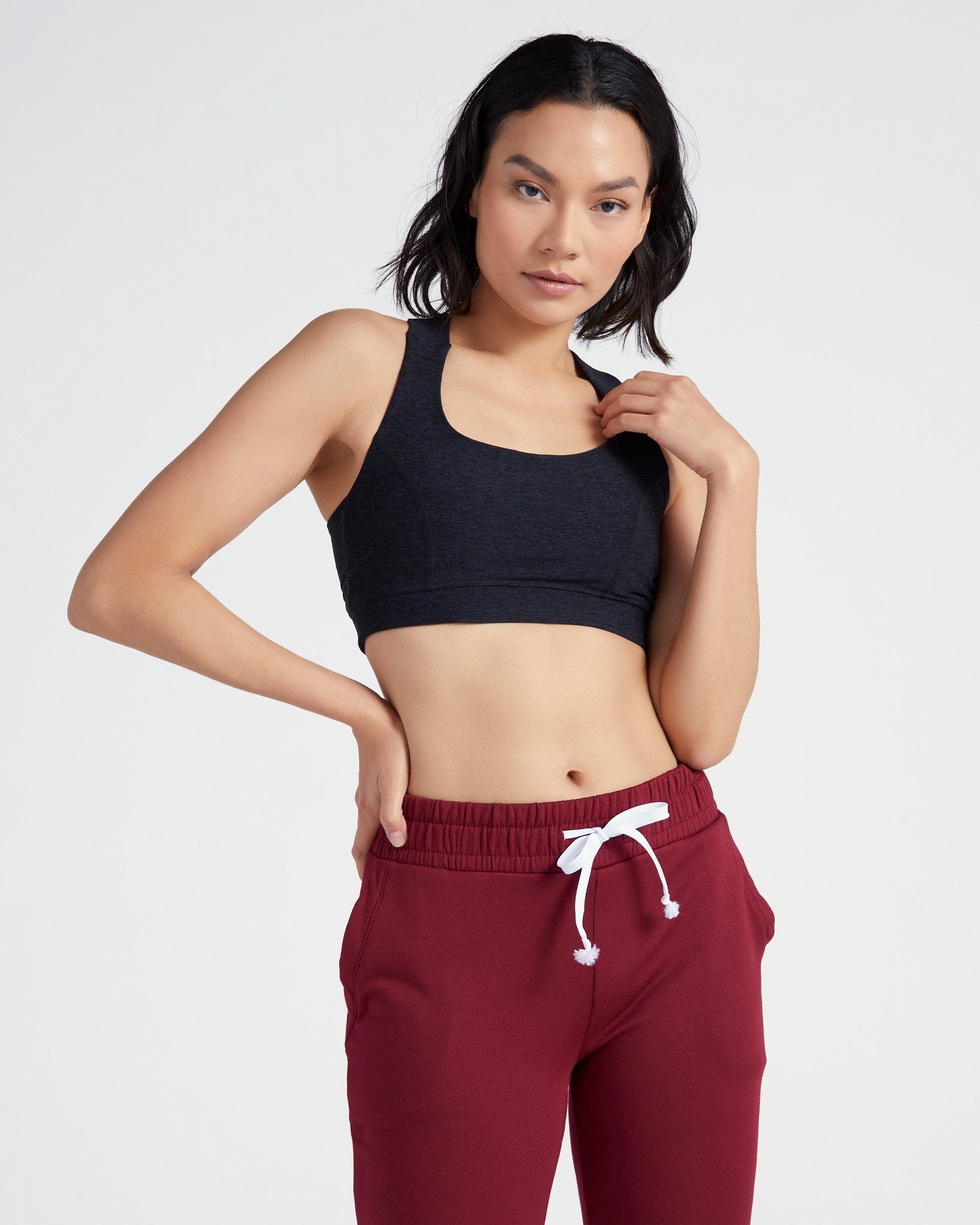 Harlow Womens Long Sports Bra - Cabernet with Montana Print