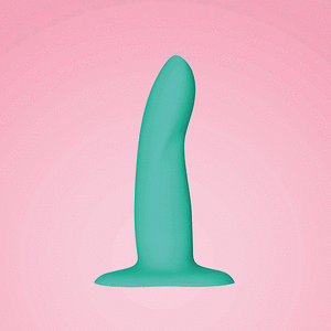 Fun Factory Limba Flex Small Silicone Dildo - Caribbean Blue gif showing the movement of the dildo's bendable shaft