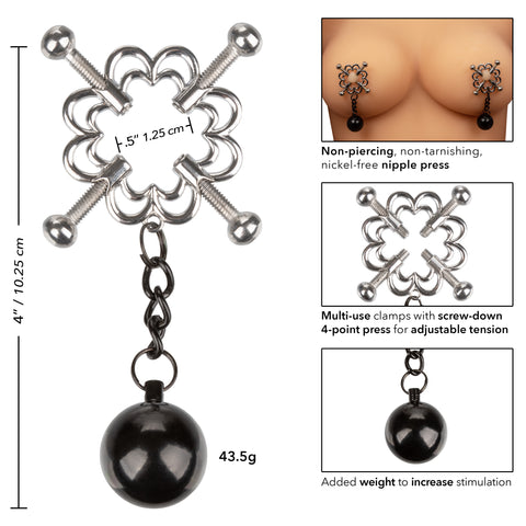 Nipple Grips 4-Point Weighted Nipple Press - set of 2 worn on a female mannequin