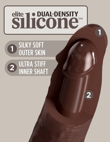 King Cock Elite 7" Vibrating Silicone Dual Density Dildo - Chocolate