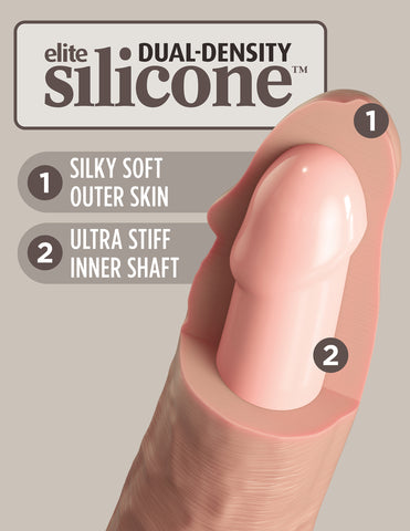 King Cock Elite Beginner's Silicone Body Dock Kit w/ 6" Dildo + Harness showing the dual density of the dildo