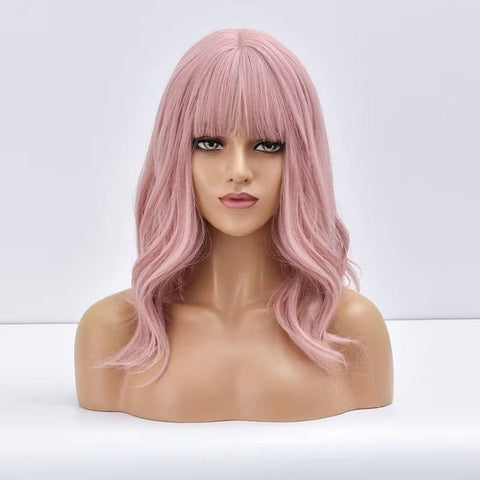 Pink Wig with Bangs