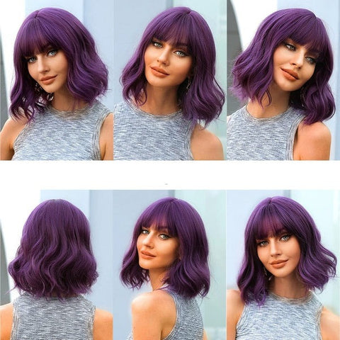 Purple Wig with Bangs