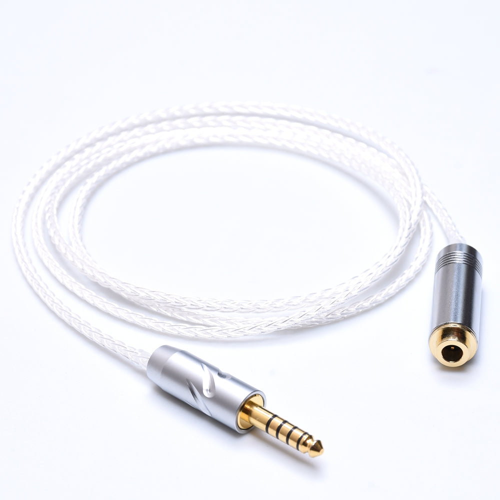 8 Cores Clear Silver Plated Cable 4.4mm Male to 4.4mm Female Balanced Audio Adapter Extension Cable Compatible for Sony NW-WM1Z 1A MDR-Z1R TA-ZH1ES PHA-2