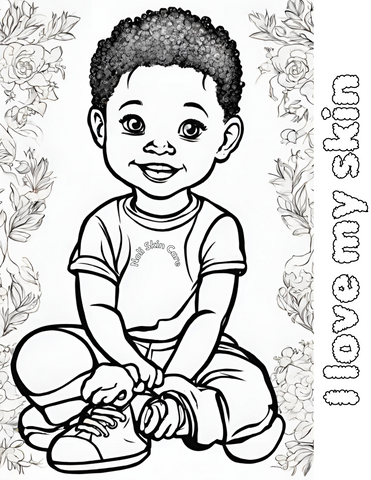 smiling toddler noli skin care coloring page