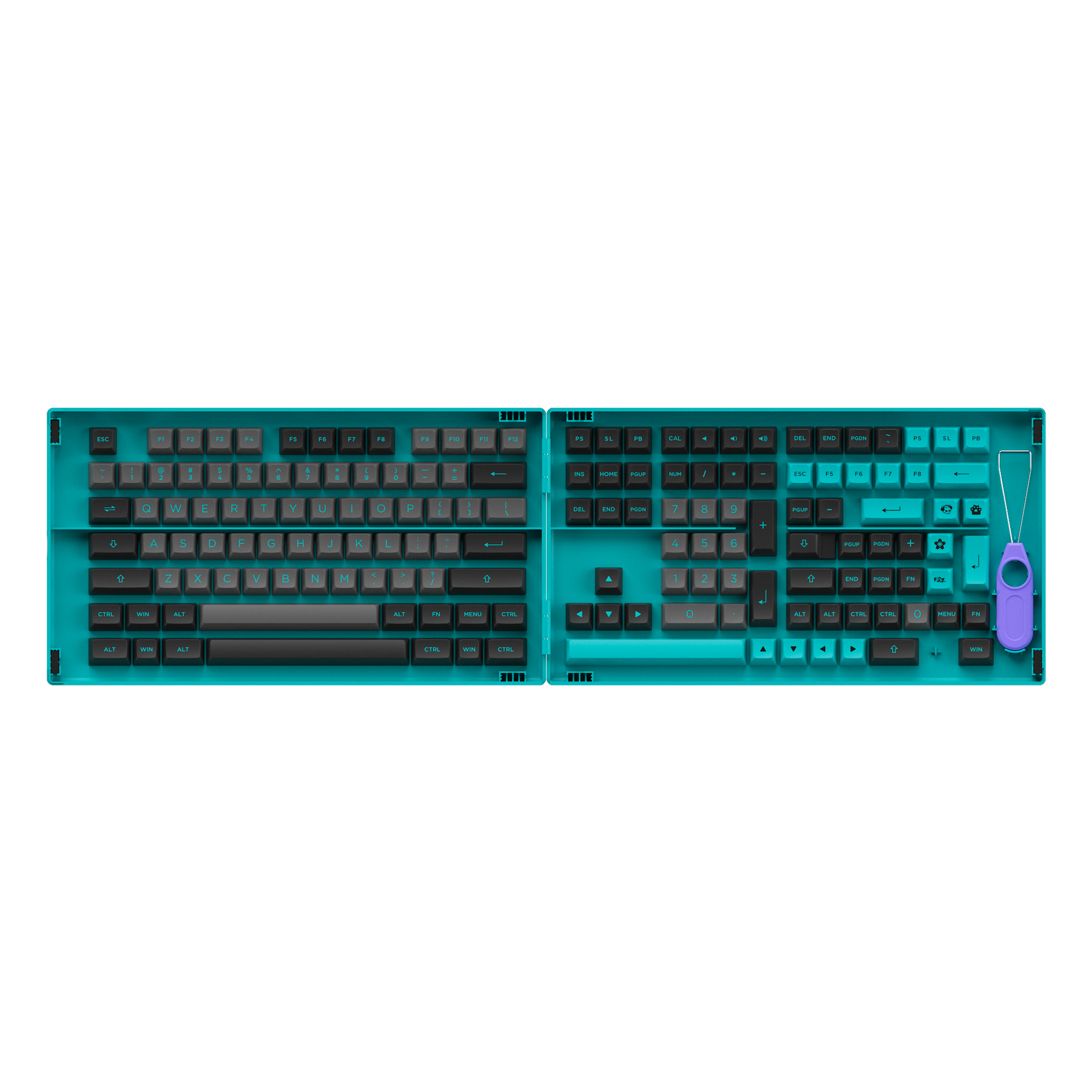 purple and cyan keycaps