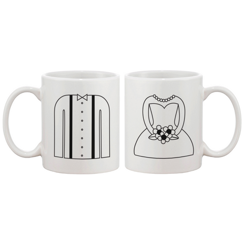 365 Printing Inc. Ice Coffee Cookie Matching Couple Mugs - Perfect Wedding, Engagement, Anniversary, and Valentines Day Gift for