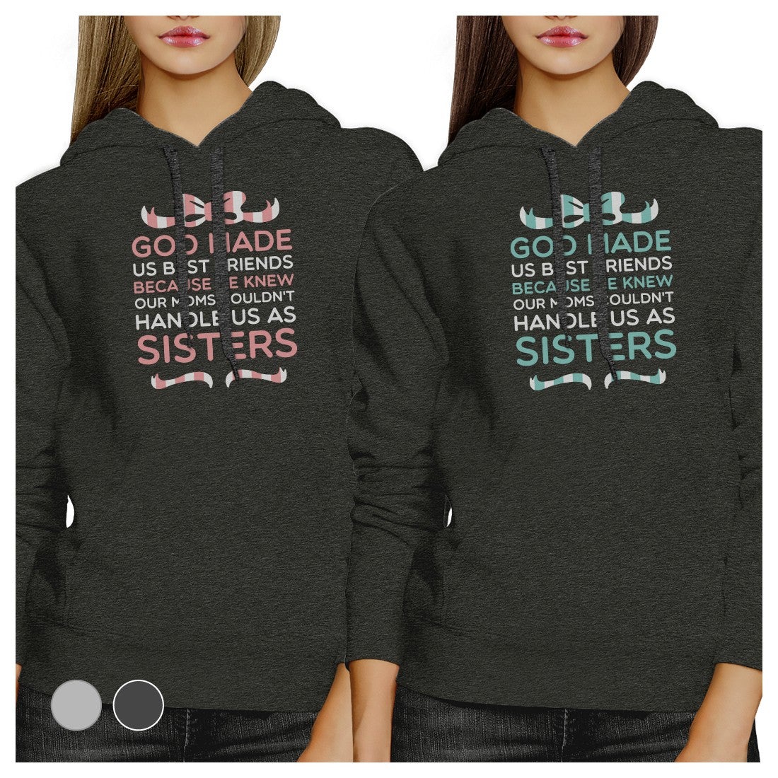 God Made Us BFF Pullover Hoodies Matching Gift Birthday Best Friend Gray