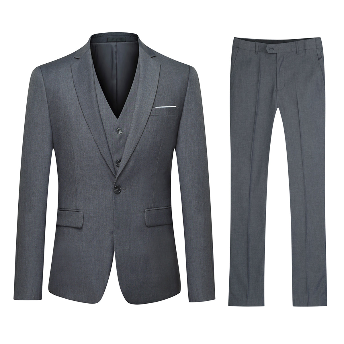 3-Piece Slim Fit Suit | Casual Dove Grey Suit - Allthemen