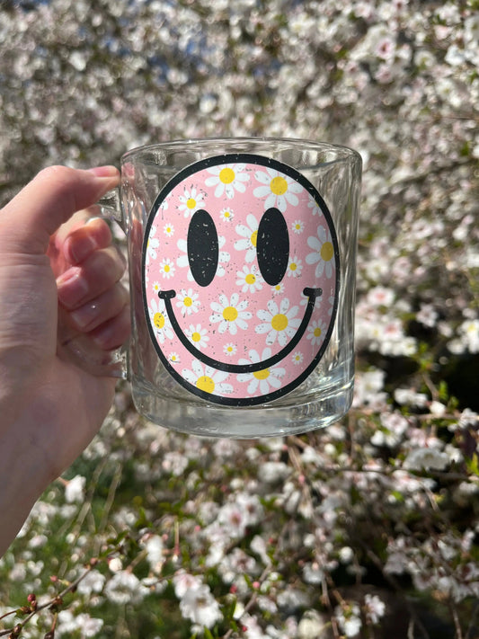 Happy Face Glass SMILEY FACE GLASS Can Be Happy Coffee Cup 