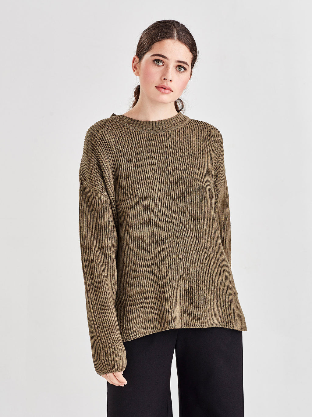 Rib Sweater (Merino Knit) Green Olive 