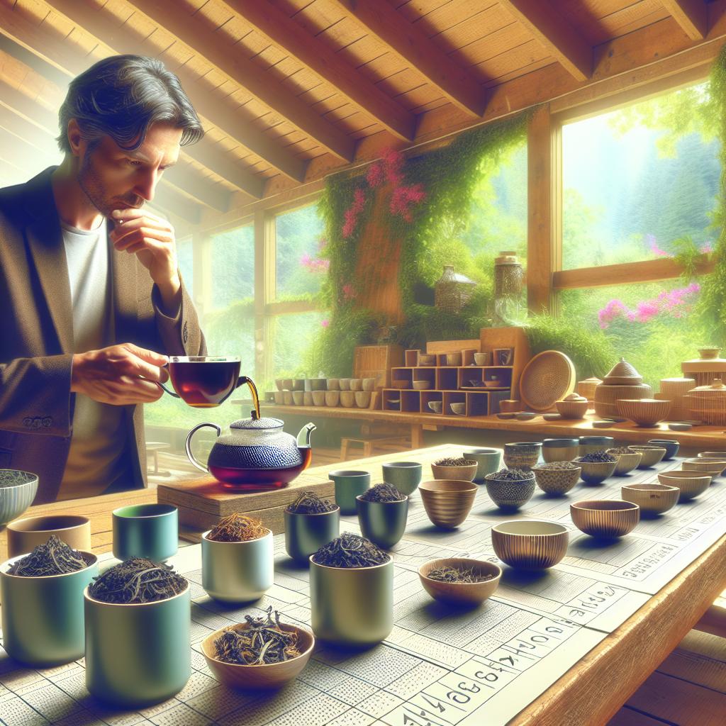 Connoisseur en atelier expliquant les volumes des tasses à thé