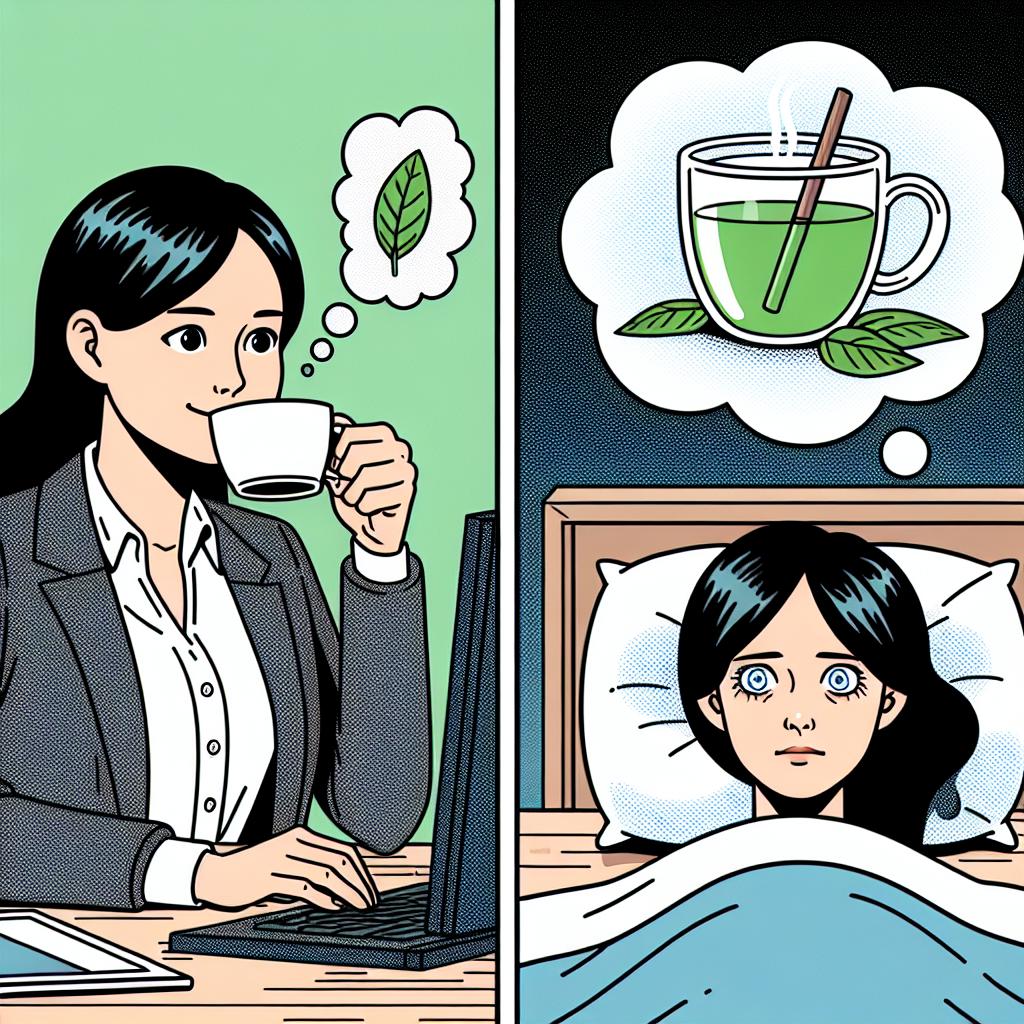 Thé vert au travail et insomnie, personne réveillée au lit