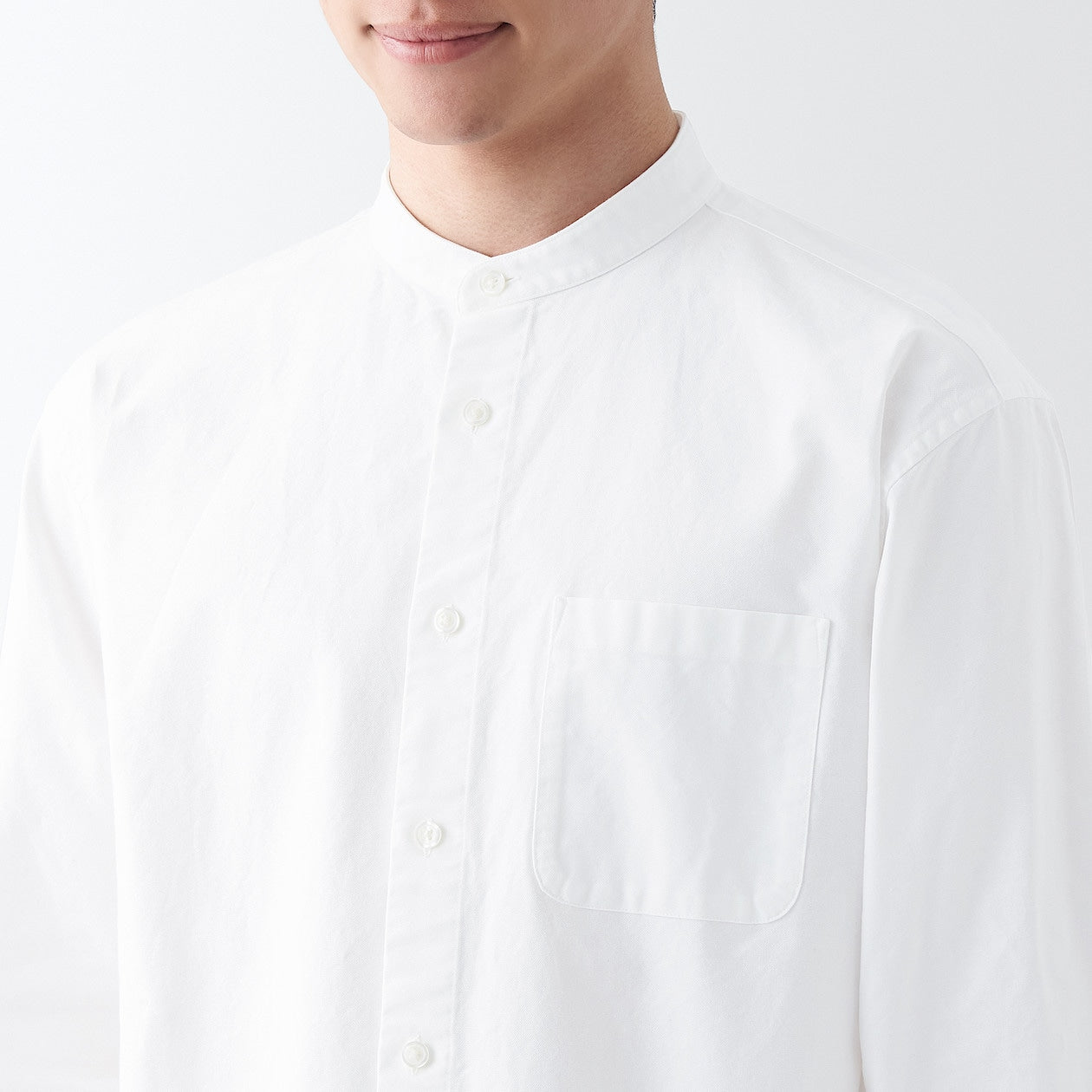 Washed Oxford Stand Collar Shirt