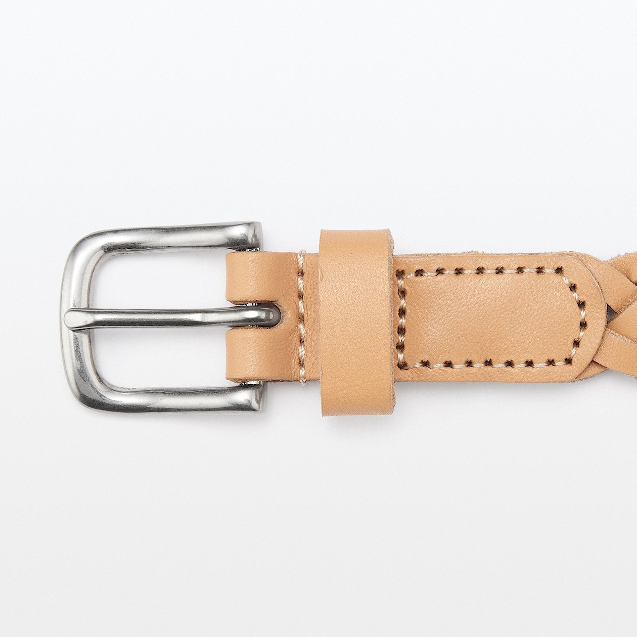 Vegetable Tanned Leather Slim Mesh Belt