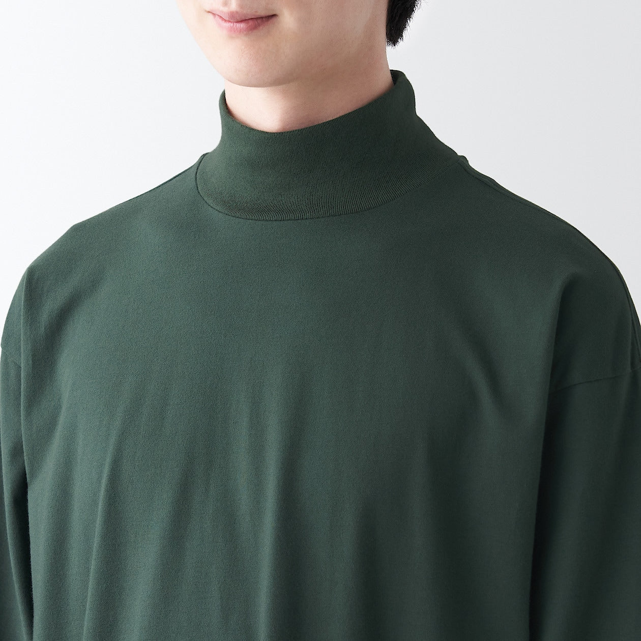 Brushed Jersey High Neck Long Sleeve T-Shirt