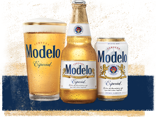 Modelo Especial being poured out of a beer can