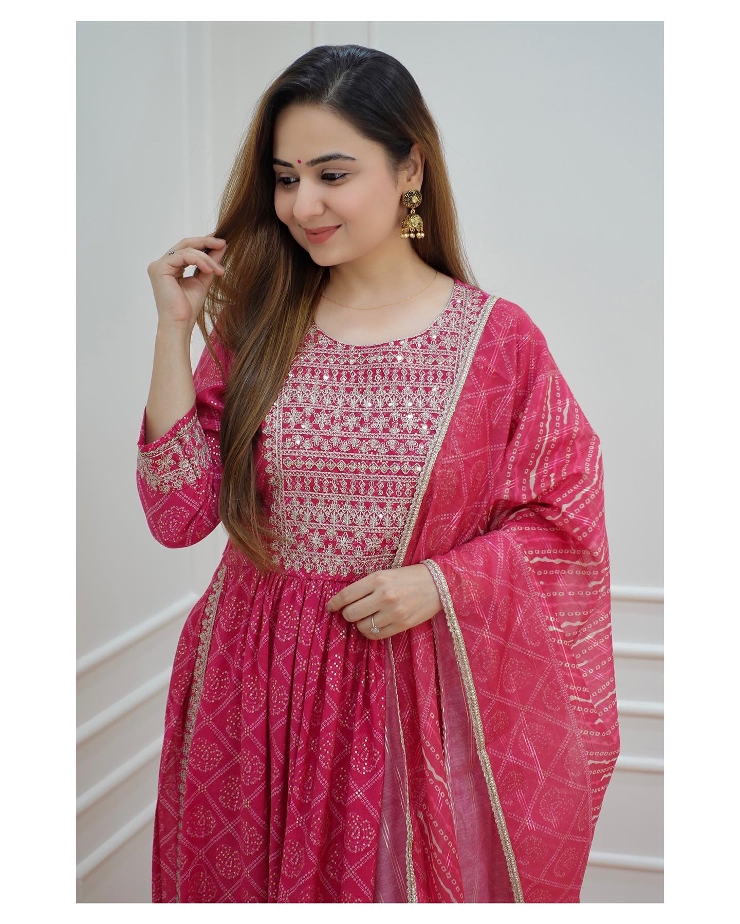 Pink Chanderi Nayra Suit Set Label Madhuri Thakkar