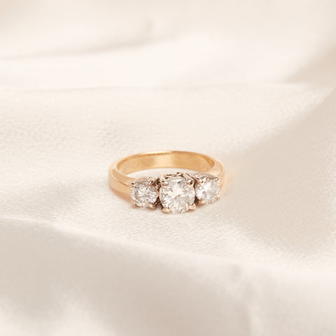 Close up of large custom diamond engagement ring