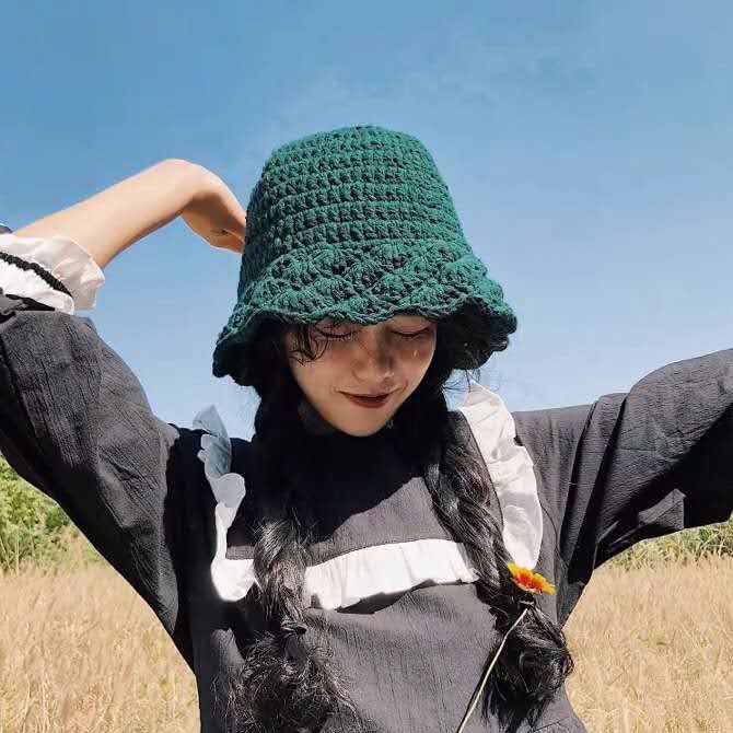 crochet rainbow bucket hat